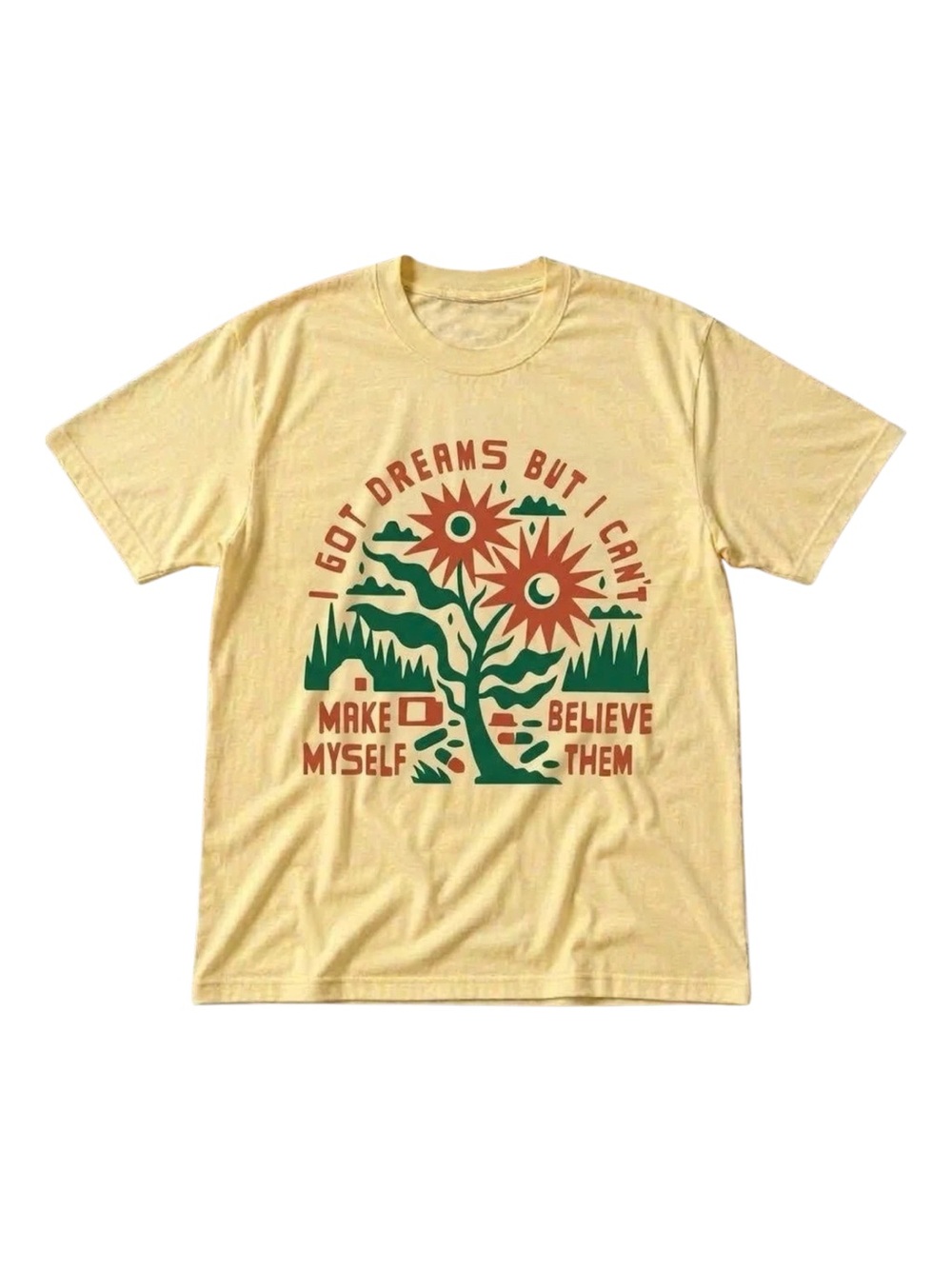 Gildan Graphic Yellow T-Shirt with Retro Sunflower Print